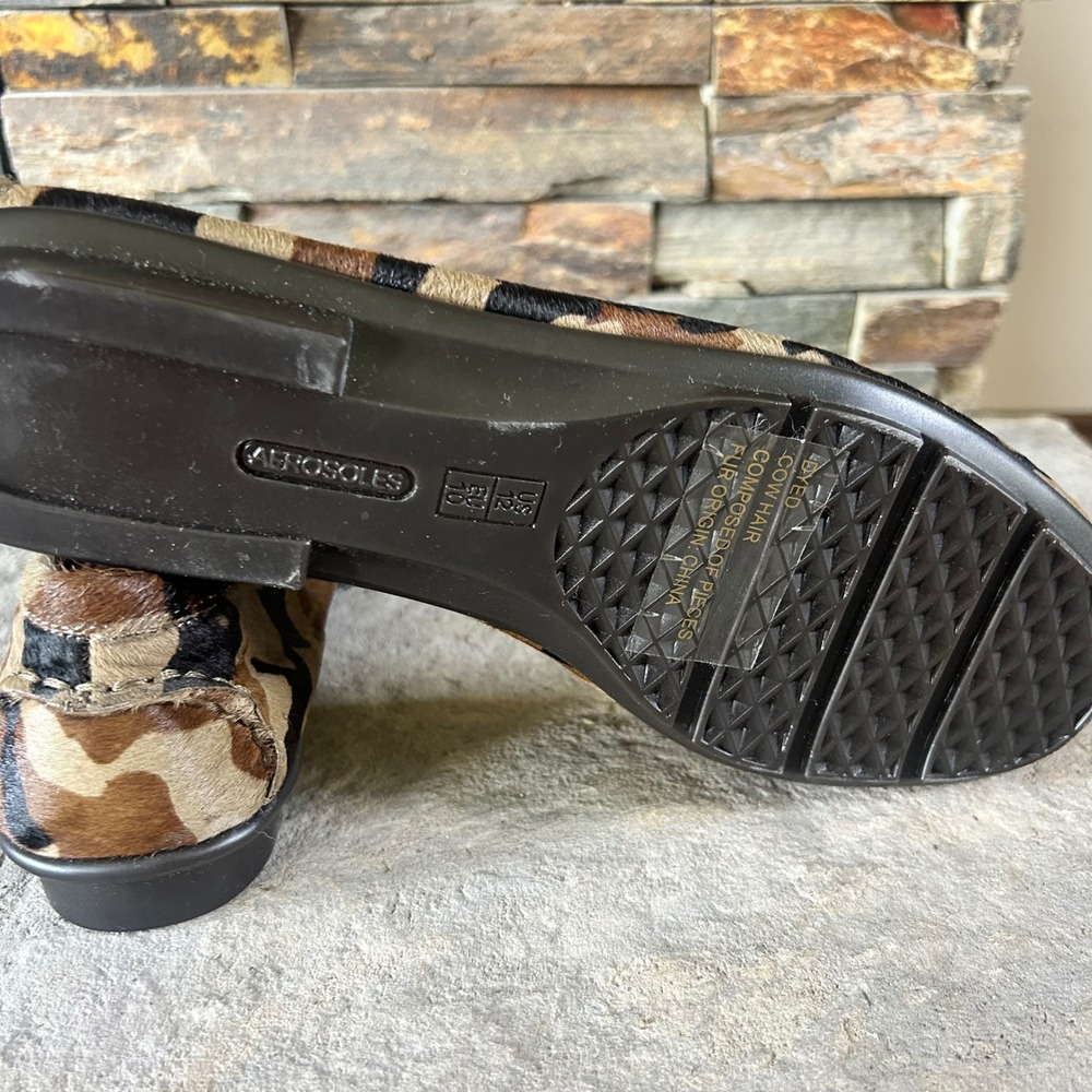 Aerosoles Nu Day Leather Camo Calf Hair Slip On Shoes 10 New - Picture 6 of 6